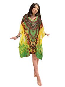  Yellow Women’s Summer Kaftan – Lightweight Beach Kimono Caftan  2Xl