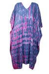 Boho Purple Tie-Dye Maxi Kaftan – Flowy Beach Cover-Up for Women L-3XL