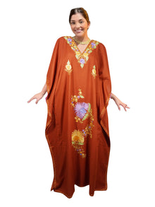  Women’s Orange Boho Kaftan – Handcrafted Cotton Maxi Dress, Ethnic Resort Wear L-3XL