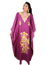 Women’s Purple Embroidered Maxi Kaftan – Handcrafted Boho Cotton Dress L-2XL