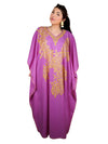 Women’s Purple Boho Kaftan – Handcrafted Cotton Maxi Dress, Ethnic Fall Resort Wear  L-2XL