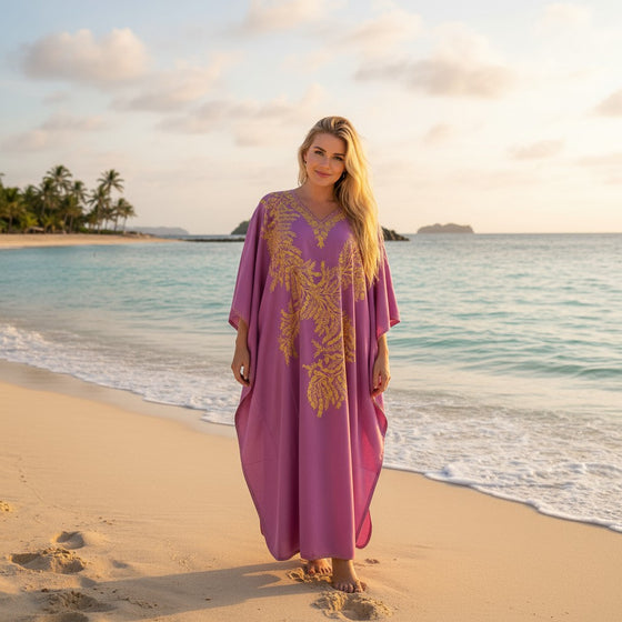 Womens Purple Boho Kaftan Handcrafted Cotton Ethnic Maxi Dress L-2xl Womens Purple Boho Kaftan Handcrafted Cotton Ethnic Maxi Dress L-2xl