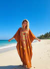 Women’s Orange Maxi Kaftan – Boho Caftan Dress, Resort Wear & Stylish Gift Idea  L-3XL
