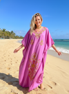 Women’s Purple Kaftan Maxi Dress – Boho Lounge Housedress, Flowy Resort Wear L-3X