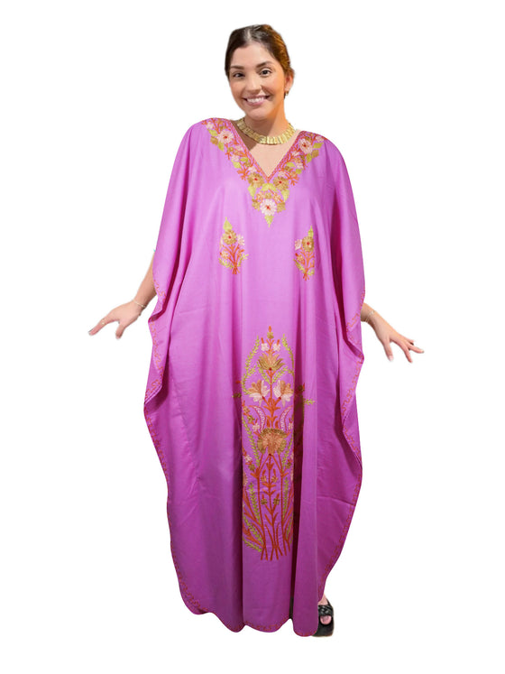 Women’s Purple Kaftan Maxi Dress – Boho Housedress, Perfect Gift  L-3X