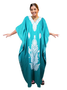  Women’s Blue Kaftan Maxi Dress – Boho Lounge Wear, Perfect Gift  L-2XL