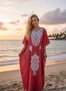  Women's Pink Boho Maxi Dress – Ethnic Gypsy Caftan, Flowy Resort Wear Gift  L-2XL