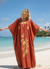 Women’s Orange Kaftan Maxi Dress – Boho Cotton Caftan Lounge Wear L-2XL