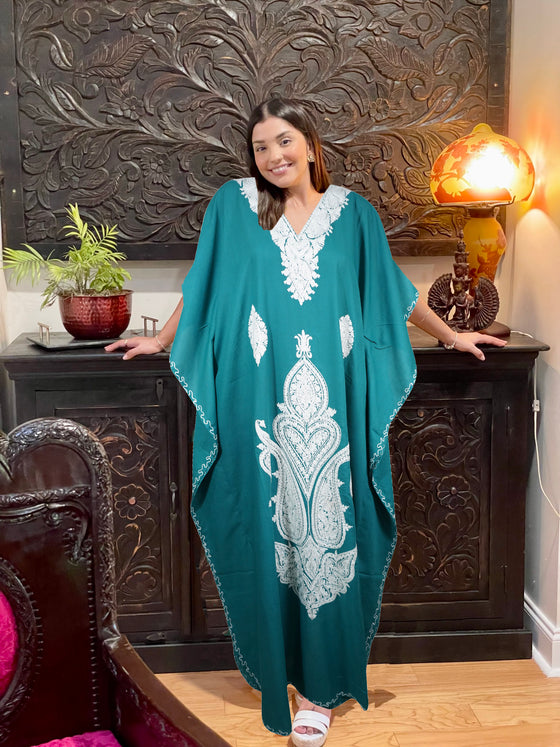 Woman Maxi Caftan Dress Sky Blue Flowy Kimono Kaftan L-2xl Woman Maxi Caftan Dress Sky Blue Flowy Kimono Kaftan L-2xl