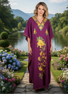 Women's Elegant Purple Boho Kaftan – Hand-Embroidered Maxi Dress  L-2XL