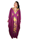 Women’s Elegant Purple Boho Kaftan – Hand-Embroidered Maxi Dress, Flowy Housedress L-2XL