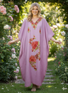 Women’s Pink Boho Kaftan Maxi Dress – Handmade Lounge Caftan with Flowy Silhouette L-2XL