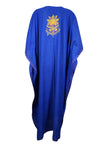 Women’s Dark Blue Cotton Boho Kaftan – Hand-Embroidered Maxi Dress, Ethnic Wear L-2X