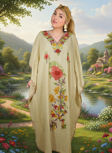  Women's Peach Kaftan Maxi Dress – Flowy Boho Caftan for Effortless Elegance  L-2XL