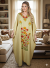 Women’s Beige Kaftan Maxi Dress – Boho Embroidered Maxi Caftan for Women  L-2XL