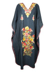 Women's Black Cotton Maxi Kaftan – Oversized Boho Summer Dress for Effortless Style L-2X