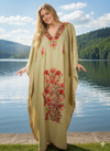 Women's Persian Orange Kaftan Maxi Dress  Embroidered Caftan for Boho Elegance L-2XL
