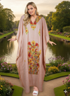 Women’s Mauvelous Pink Kaftan – Loose Fit Hand-Embroidered Boho Caftan Dress L-2XL