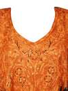 Muumuu Nightgown, Women's Kaftan Maxi Dress, Orange Cotton Kimono Dresses L-2X
