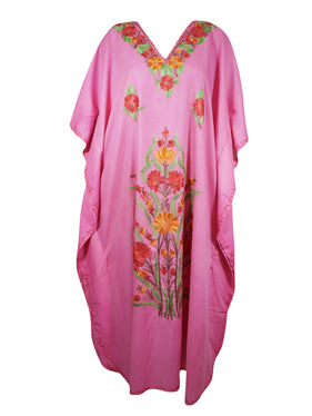 Kaftan Maxi Dress, Embroidered Maxidress, Kimono Earthy Pink Caftan Dresses L-2X