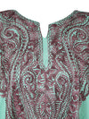 Women's Kaftan Muumuu Maxi Dress Embroidered Mint Green Boho Coverup L-2X
