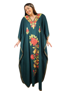  Women's Kaftan Maxi Dress, Teal Green Boho Maxi Dress, Beach Holidays, Lounger L-2X