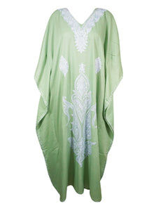  Women's Kaftan Maxi Dress, Mint Green Boho Maxi Dress, Beach Holidays, Lounger L-2X