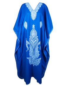  Womens Caftan Maxi dress, Blue Cotton Kaftan Dresses, Cover Up, Housedress L-2X