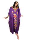 Women’s Coral Peach Kaftan Maxi Dress – Floral Embroidered Caftan for Resort & Beach L-2X