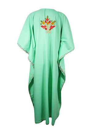 Holiday Hostess Sea Green Maxi dress, Embroidered, Oversized, Kimono Kaftan Dress L-2X