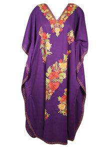  Women's Kaftan Maxi Dress, Handmade Gift, Purple Cotton Kimono Maxi Dresses L-2X