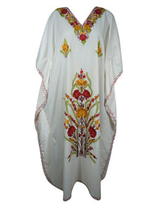  Women's Travel Caftan Maxi Dress, Boho Maxidress, Snow White Kaftan Dresses L-2X