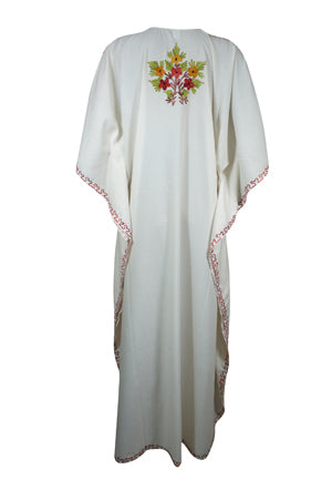 Women's Travel Caftan Maxi Dress, Boho Maxidress, Snow White Kaftan Dresses L-2X
