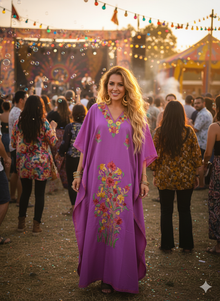  Women’s Pink Cotton Kaftan Maxi Dress – Embroidered Lounge Dress & Boho Holiday Gift L-2X
