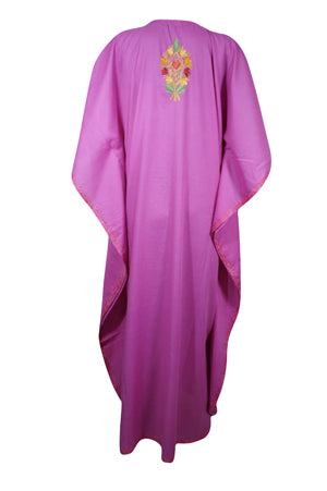 Women's Kaftan Maxi Dress, Pink holidays Gift, Lounger, Cotton Embroidered Dresses L-2X