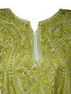 Womens Kaftan Midi Dress, Green Embellished Floral Caftan, Travel Dresses, L-2X