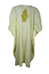 Womens Kaftan Midi Dress, Green Embellished Floral Caftan, Travel Dresses, L-2X