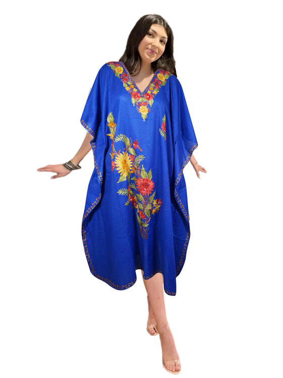 Kaftan For Womens, Short Kimono Dress, Divine Lush Blue, Resort wear, Lounge wear L-2X