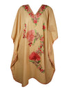 Womens Retro Hippie Beach Kaftan Dress, Peach Short Resort Wear Butterfly Dresses L-2X