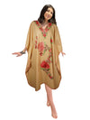 Womens Retro Hippie Beach Kaftan Dress, Peach Short Resort Wear Butterfly Dresses L-2X