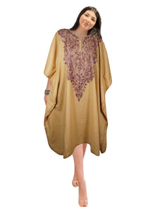  Womens Kaftan Short Dress, Embroidered Floral Beach Cover Up, Kimono Dresses L-2X