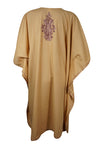 Womens Kaftan Short Dress, Embroidered Floral Beach Cover Up, Kimono Dresses L-2X