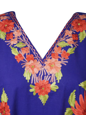 Kaftan For Womens, Short Kimono Dress, Blue, Resort wear, Butterfly Lounger Dresses L-2X