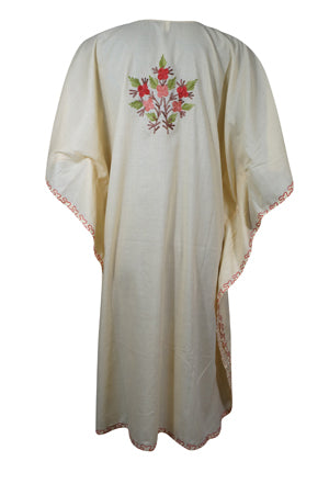 Boho Short Kaftan, Tunic, Peach Embroidered Beach Cover Up, Hippie Caftan Dresses L-2X