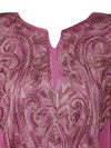 Womens Kaftan Dress, Knee Length, Cotton, Pink Embroidered Caftan Dresses L-2X