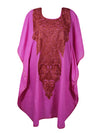 Women Kimono Caftan Dress Cotton Embroidered Pink Butterfly Dresses Oversized L-2X