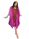 Women Kimono Caftan Dress Cotton Embroidered Pink Butterfly Dresses Oversized L-2X