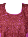 Women Kimono Caftan Dress Cotton Embroidered Pink Butterfly Dresses Oversized L-2X