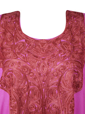 Womens Kaftan Midi Dresses Daisy Pink Kimono Loose Caftan Dresses L-2X