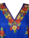 Womens Caftan Dress, Blue Orchid Embroidered, Butterfly Sleeves, Oversized Tunic L-2X